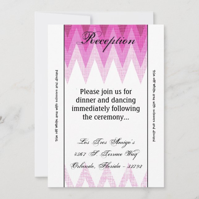 3.5x7 Reception Card Ombre Chevron Pink (Front)