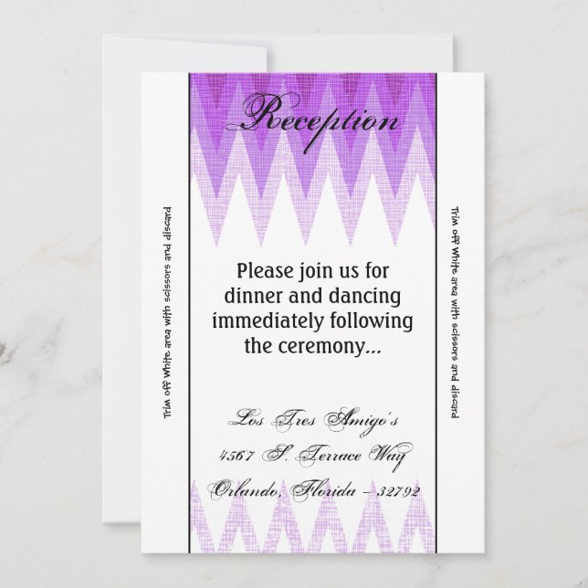 3.5x7 Reception Card Ombre Chevron Purple (Front)