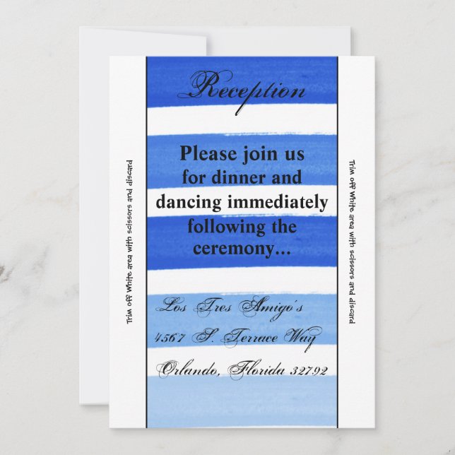 3.5x7 Reception Card Ombre Stripe Blue Line Fade (Front)