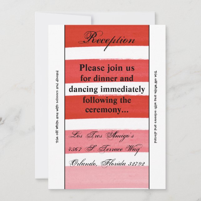 3.5x7 Reception Card Ombre Stripe Red Line Fade (Front)