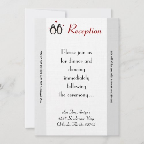 35x7 Reception Card Penguin Love Coupl