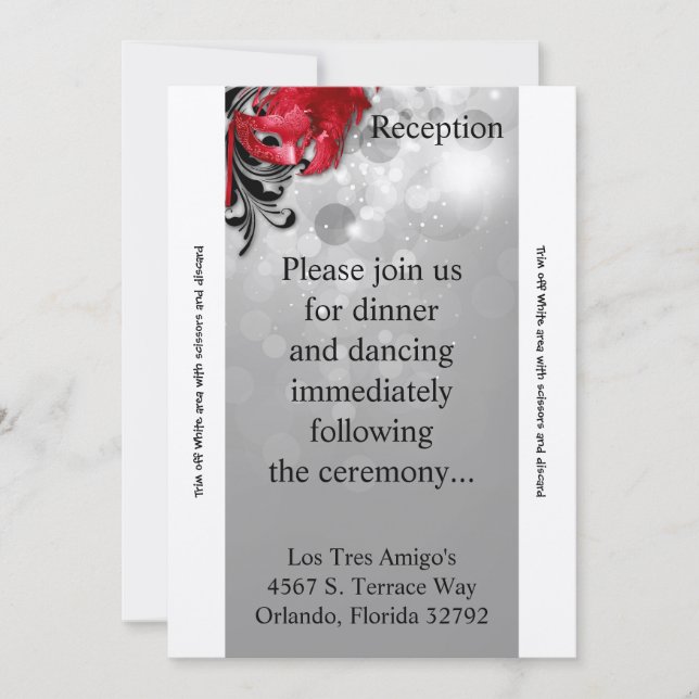3.5x7 Reception Card Red Masquerade (Front)
