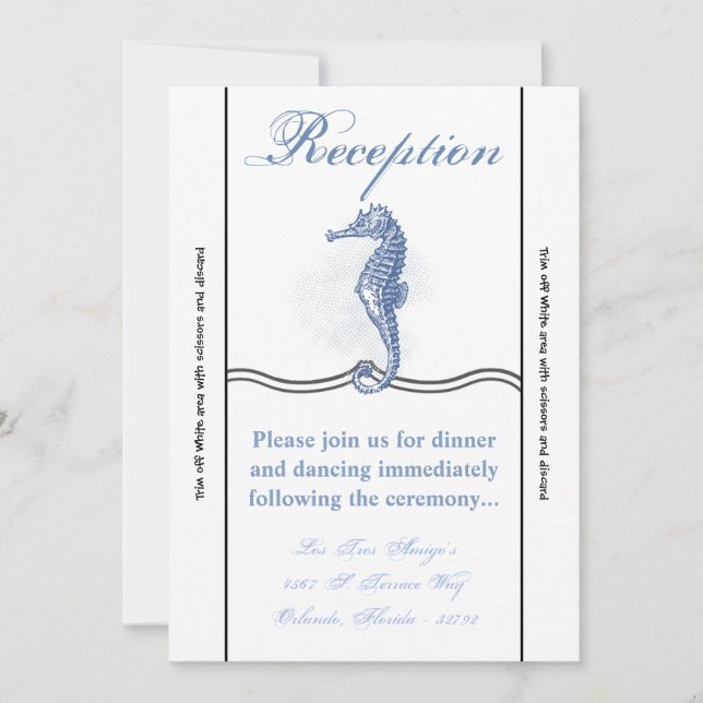 3.5x7 Reception Card Seahorse Ocean Beach Water (Front)