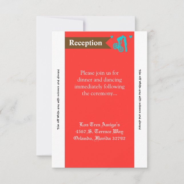 3.5x7 Reception Card Teen Love Couple on Bicycle (Front)
