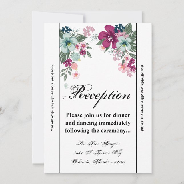 3.5x7 Reception Card Tropical Flower on White (Front)