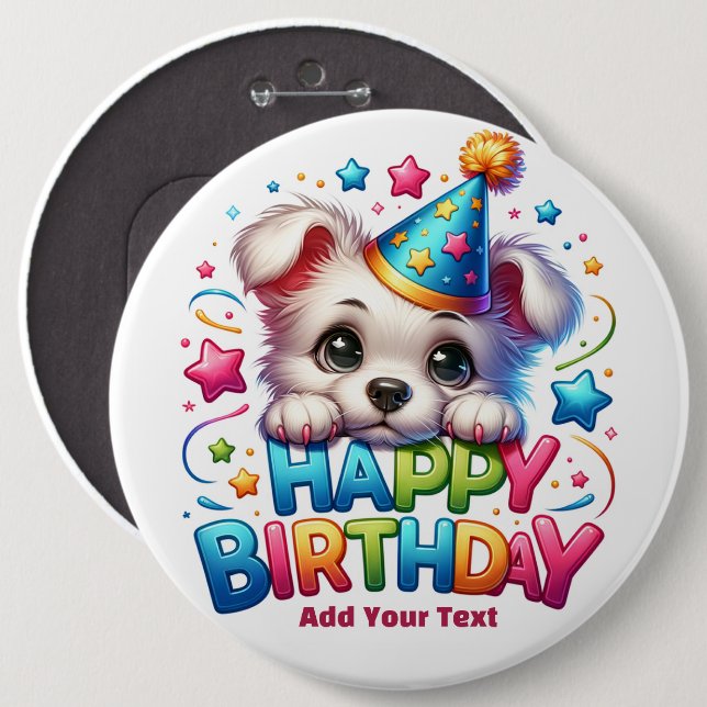 #3 Add Your Text /Happy Birthday  Button (Front & Back)