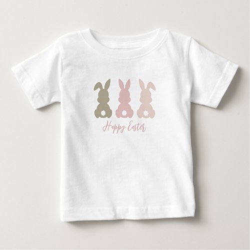 3 Adorable Bunny Rabbits  Happy Easter Baby T_Shirt