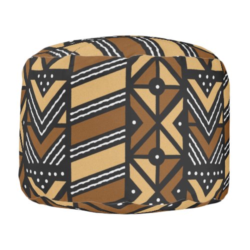 3 African Print Round Pouf