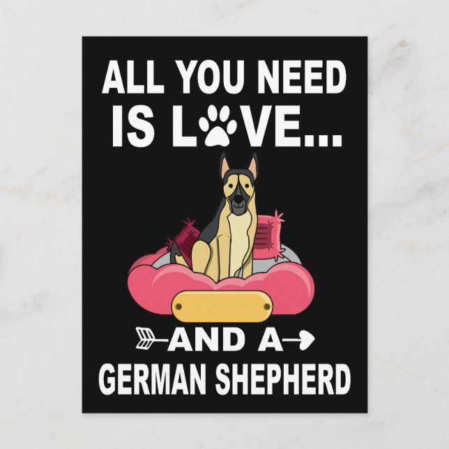 3 All You Need Is Love And A German Shepherd Postcard (Front)
