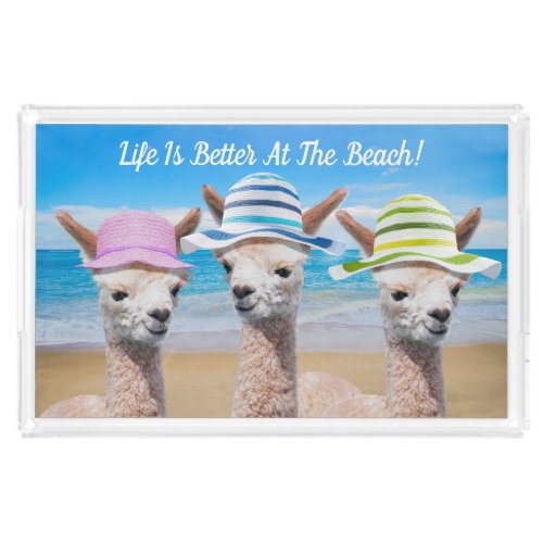 3 Alpacas Life Is Better At The Beach DIY Acrylic Tray