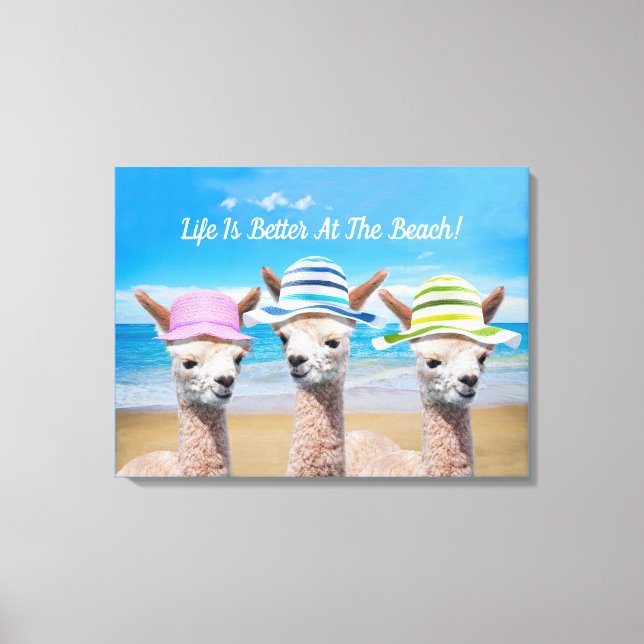 3 Alpacas Life Is Better At The Beach! DIY, Canvas (Front)