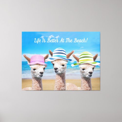 3 Alpacas Life Is Better At The Beach DIY Canvas Print