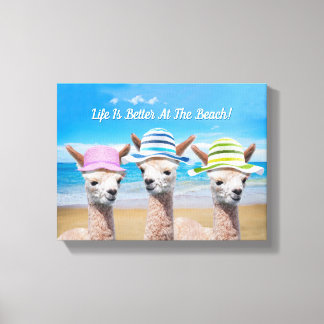 3 Alpacas Life Is Better At The Beach! Your Photo Canvas Print