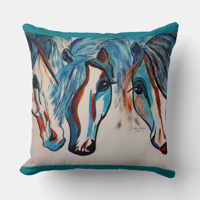 3 AMIGO   HORSES THROW PILLOW (Front)