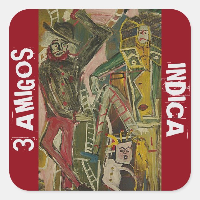 3 AMIGOS INDICA SQUARE STICKER (Front)