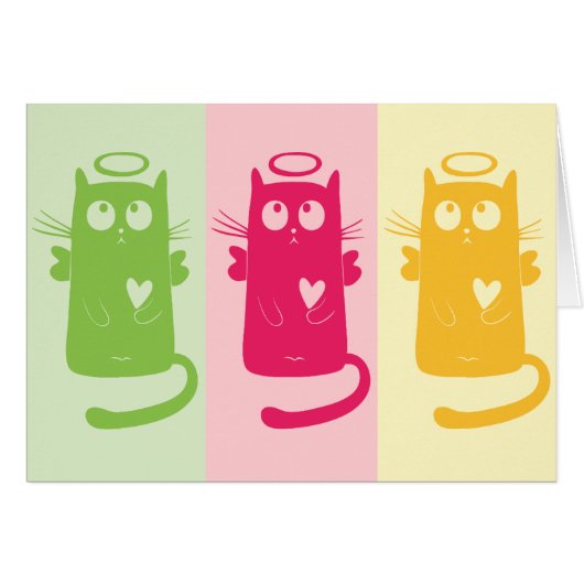 3 Angelic Cats Blank Note Cards (Front Horizontal)