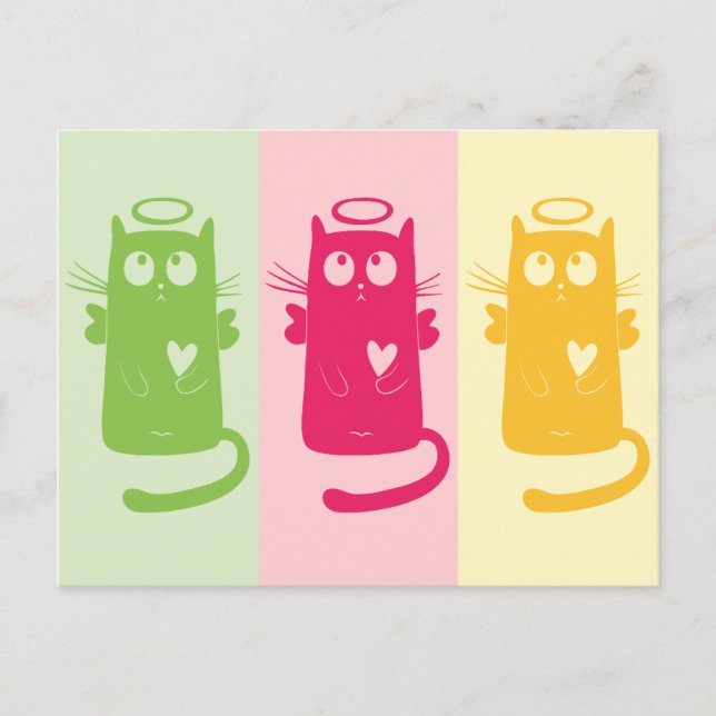 3 Angelic Cats  Postcard (Front)