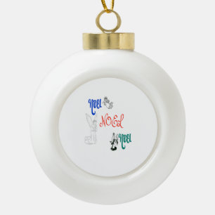 3 Angels Blowing Trumpet Praying Noel Ceramic Ball Christmas Ornament