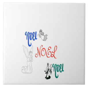 3 Angels Blowing Trumpet Praying Noel Ceramic Tile
