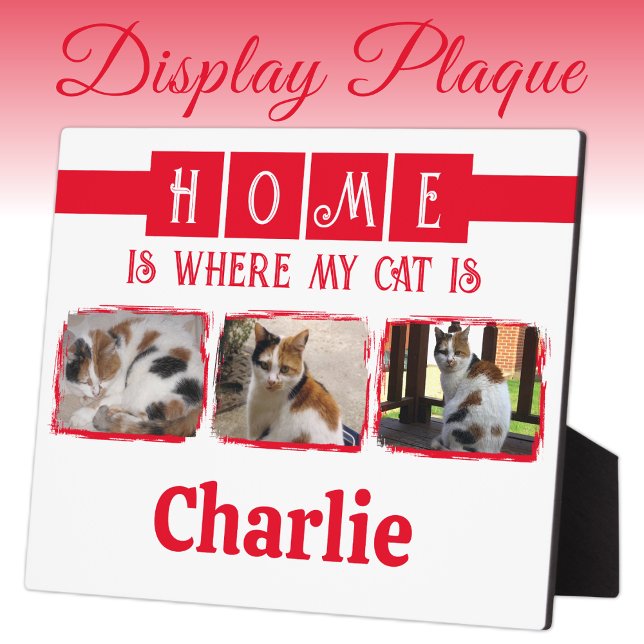 3 animal pet photo collage white red plaque (Creator Uploaded)
