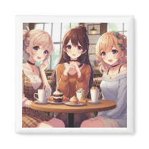 3 Anime Girls Cafe Bonding