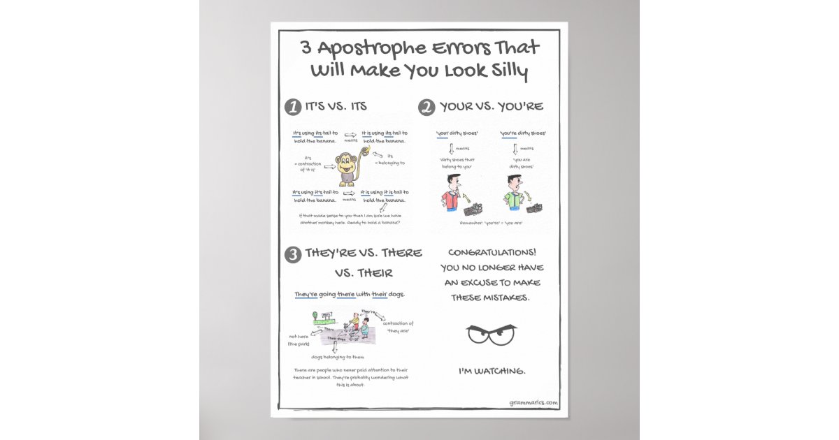 3 Apostrophe Errors That Will Make You Look Silly Poster Zazzle