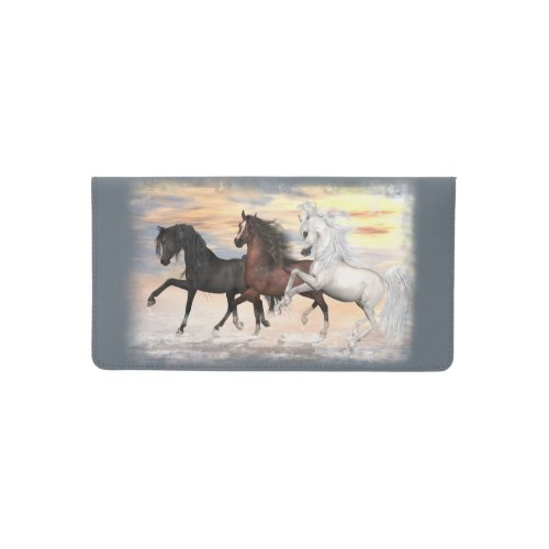 3 Arabian Horses Checkbook Cover _ Pick Your Color