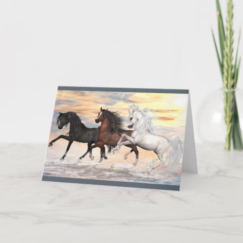 3 Arabians Greeting Card included white envelopes Card
