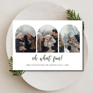 3 Arch Photo Family Christmas Oh What Fun Baby Holiday Card