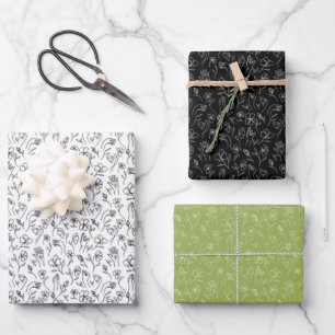 3 ASL Flowers sheets - white, back and green