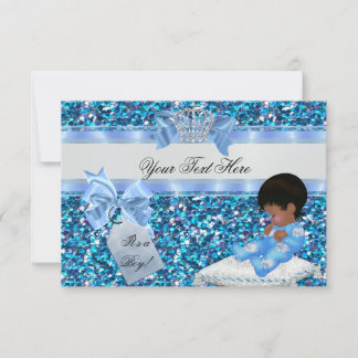3 Baby Shower Boy Blue Little Prince Bunnies Invitation