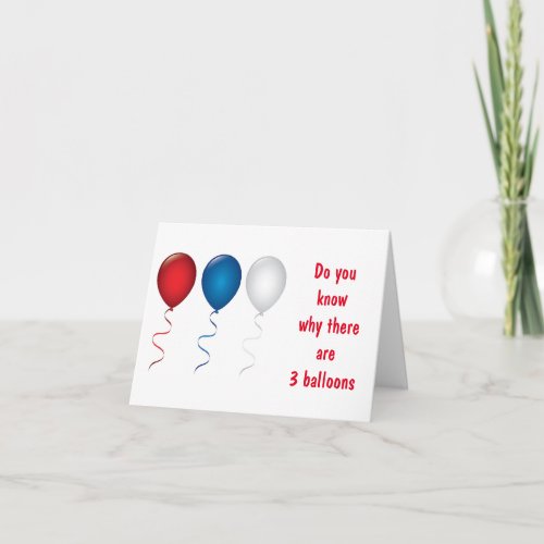 3 BALLOONS FOR A SPECIAL 3 YEAR OLD CARD