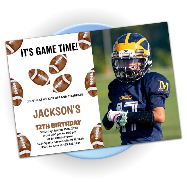 3 Balls Football Birthday Invitations with photo (Creator Uploaded)