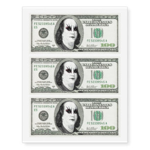 3 Banknote Gothic Parody Money Temporary Tattoos