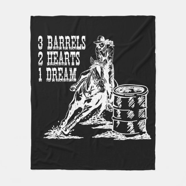 3 Barrels 2 Hearts 1 Dream Barrel Racing Fleece Blanket (Front)