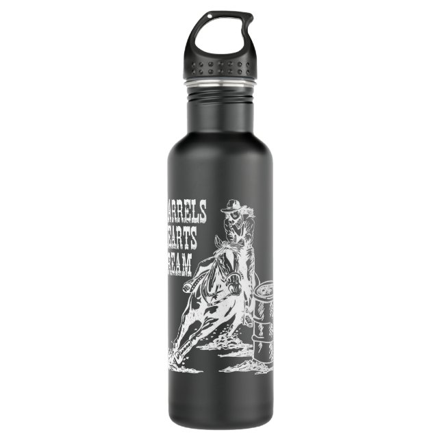 3 Barrels 2 Hearts 1 Dream Barrel Racing Stainless Steel Water Bottle (Front)