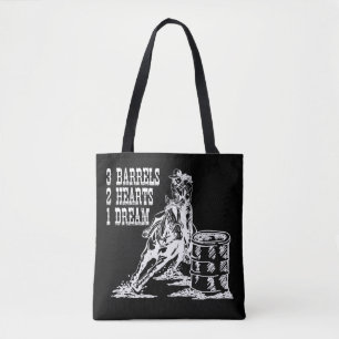 3 Barrels 2 Hearts 1 Dream Barrel Racing Tote Bag