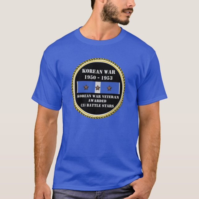 3 BATTLE STARS KOREAN WAR VETERAN T-Shirt (Front)