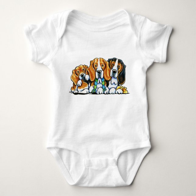 3 Beagles Baby Bodysuit (Front)