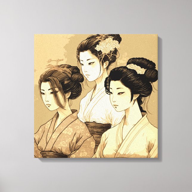 3  beautiful japanese girls canvas print (Front)