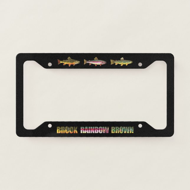 3 Beautiful Trout Skins License Plate Frame (Front)
