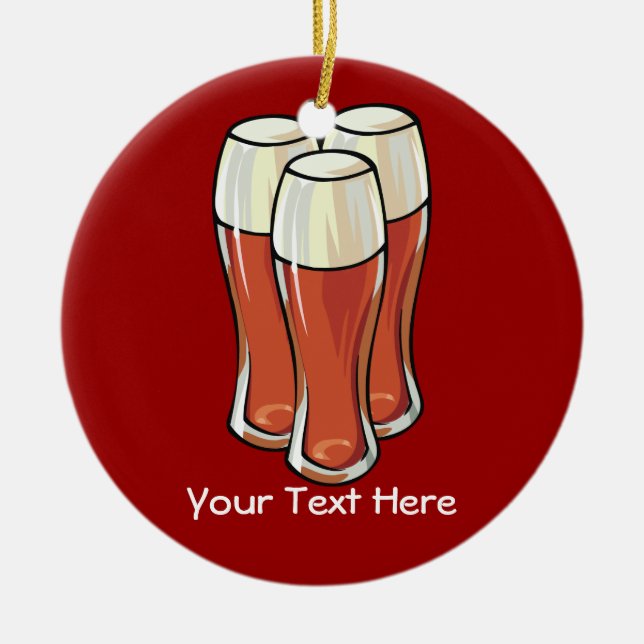 3 Beers (customizable) Ceramic Ornament (Front)