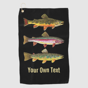 3 Big Trout Fly Fishing Ichthyology Angler's Cool Golf Towel