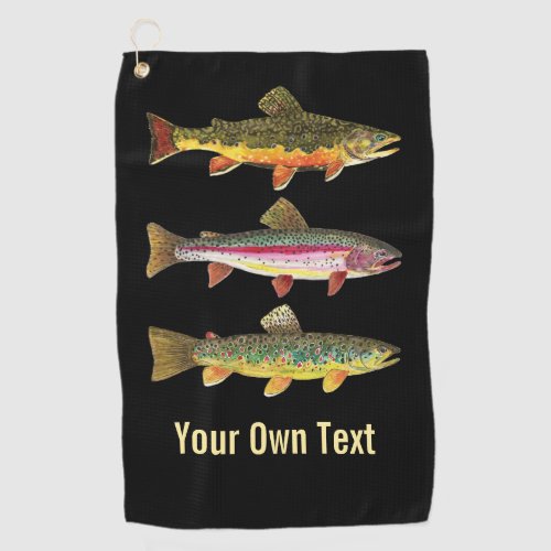 3 Big Trout Fly Fishing Ichthyology Anglers Cool Golf Towel