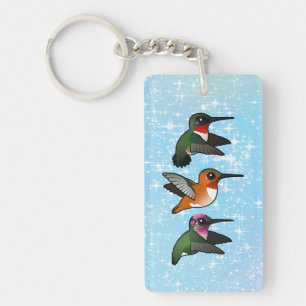 3 Birdorable Hummingbirds in Flight Keychain