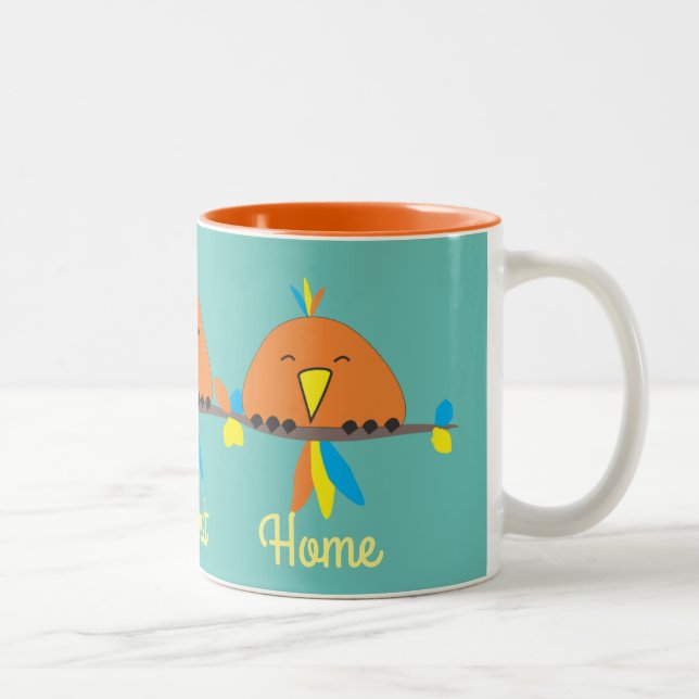 3 Birds on a Wire Home Tweet Home Two-Tone Coffee Mug (Right)