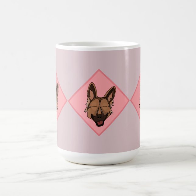 3 Black and Tan German Shepherd red diamond mug (Center)
