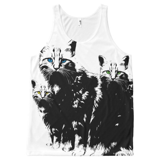 3 Black Cats All-Over-Print Tank Top (Front)