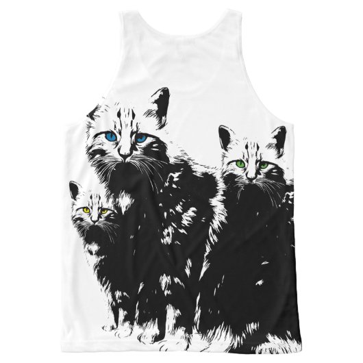3 Black Cats All-Over-Print Tank Top (Back)
