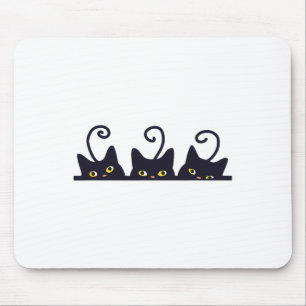 3 Black Cats Funny Cat Lovers Design Women Men Gir Mouse Pad